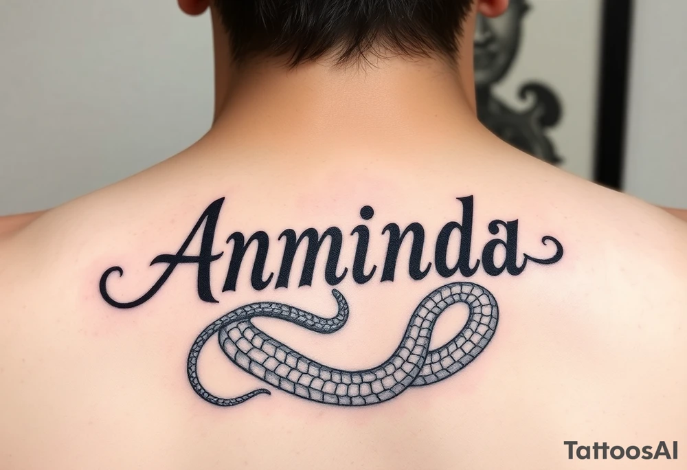 Amanda name with Harry Potter slithering theam tattoo idea