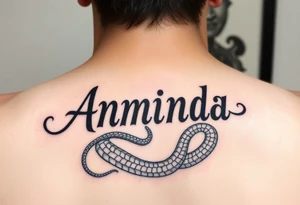 Amanda name with Harry Potter slithering theam tattoo idea