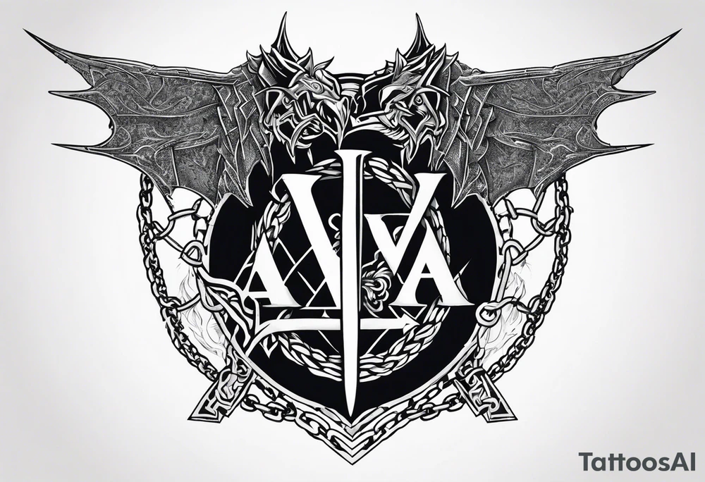Valhalla sword shield dragon axe Valknut barbed wire chains tattoo idea Valhalla sword shield dragon axe Valknut barbed wire chains tattoo idea