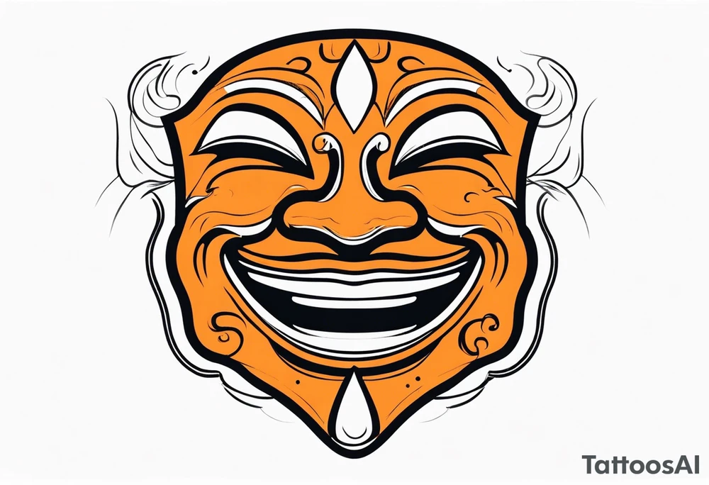 Laughing mask that is orange and black tattoo idea