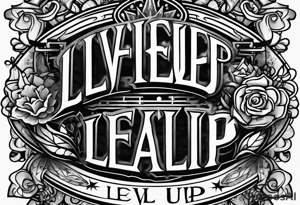 literally just writing that says "Level Up" tattoo idea