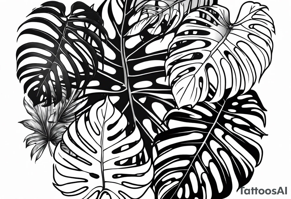 Monstera avec vipère tattoo idea