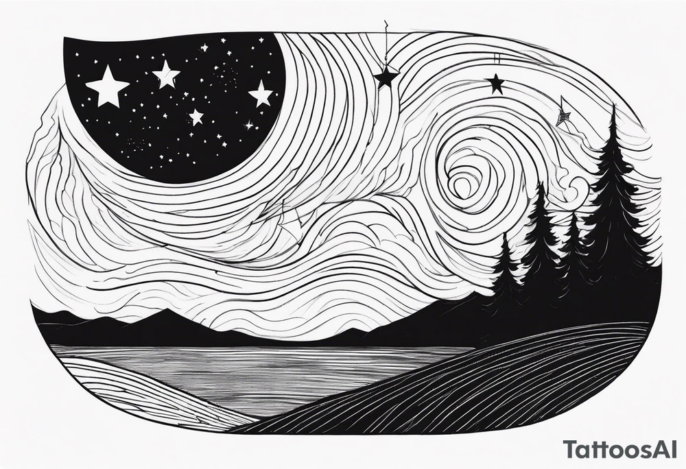 Starry night in collar bones tattoo idea