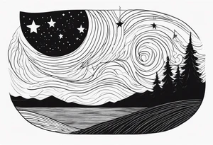 Starry night in collar bones tattoo idea