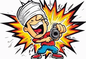 stick of dynamite character is trying to blow out his own burning fuse before he explodes tattoo idea