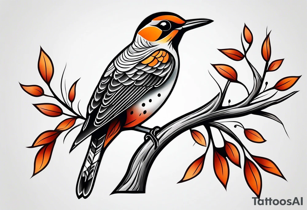 Female flicker bird tattoo idea