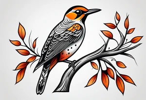 Female flicker bird tattoo idea