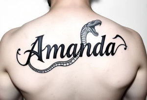 Amanda name with Harry Potter slithering theam tattoo idea