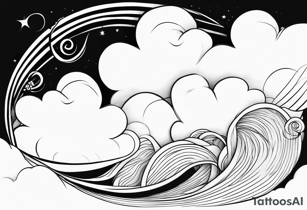 heaven clouds swirl vignette tattoo idea