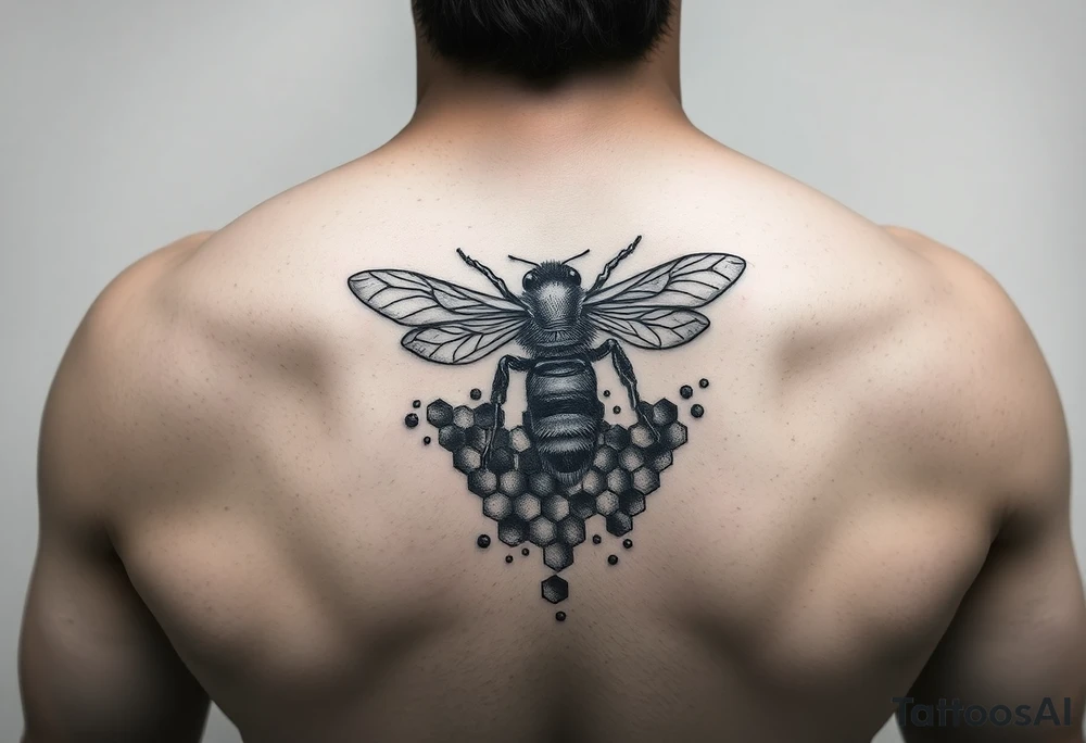 Honeybee and honeycomb tattoo idea