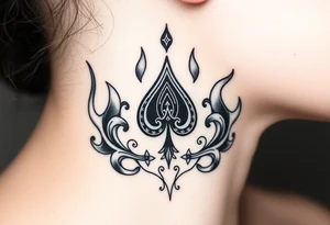 Q of spades surrounded by flames tattoo idea