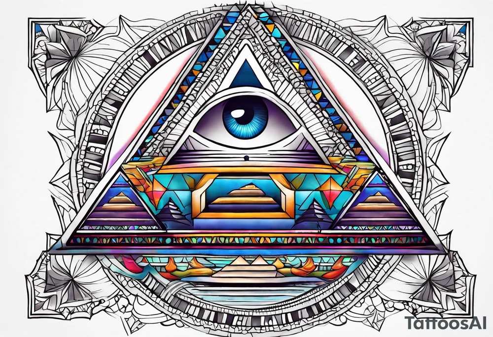 third eye and pyramids tattoo idea