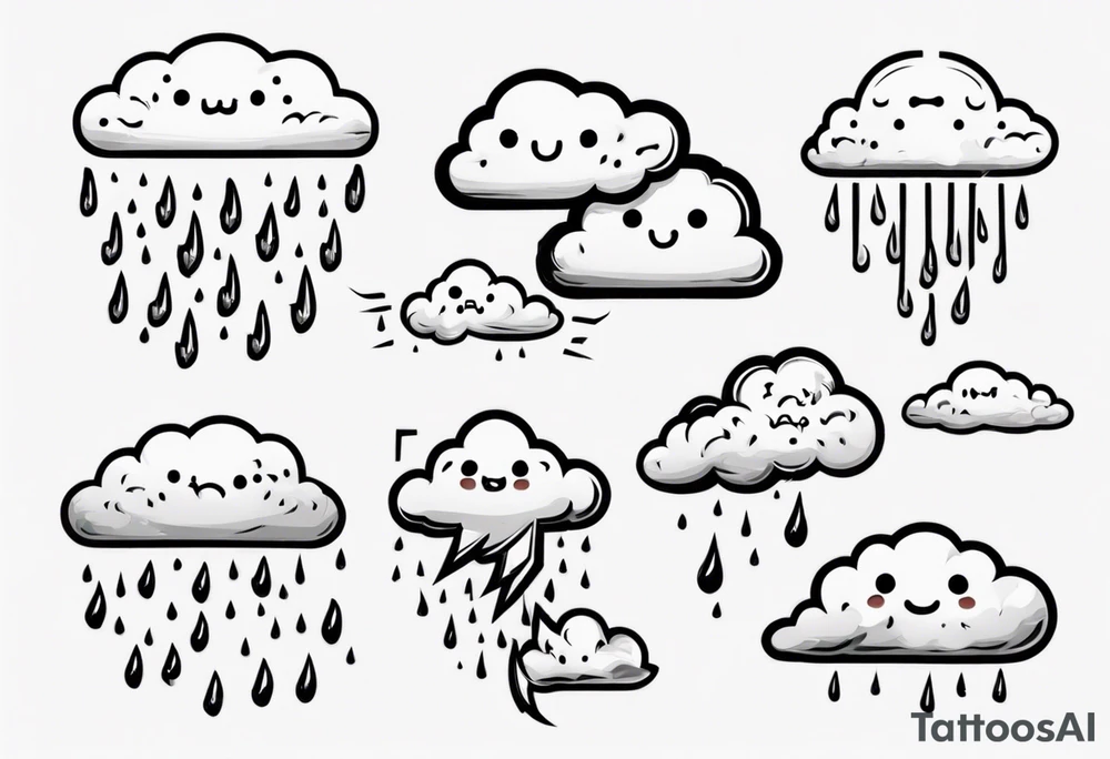 a cloud with rain and thunder tattoo idea
