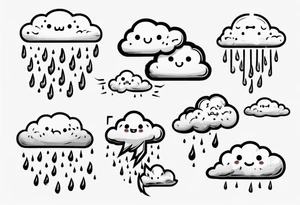 a cloud with rain and thunder tattoo idea