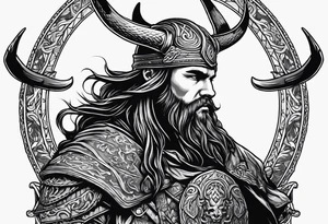 Hooded viking in the land of the dead riding on a stag with no face tattoo idea