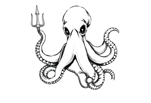 Octopus with trident and stethoscope tattoo idea