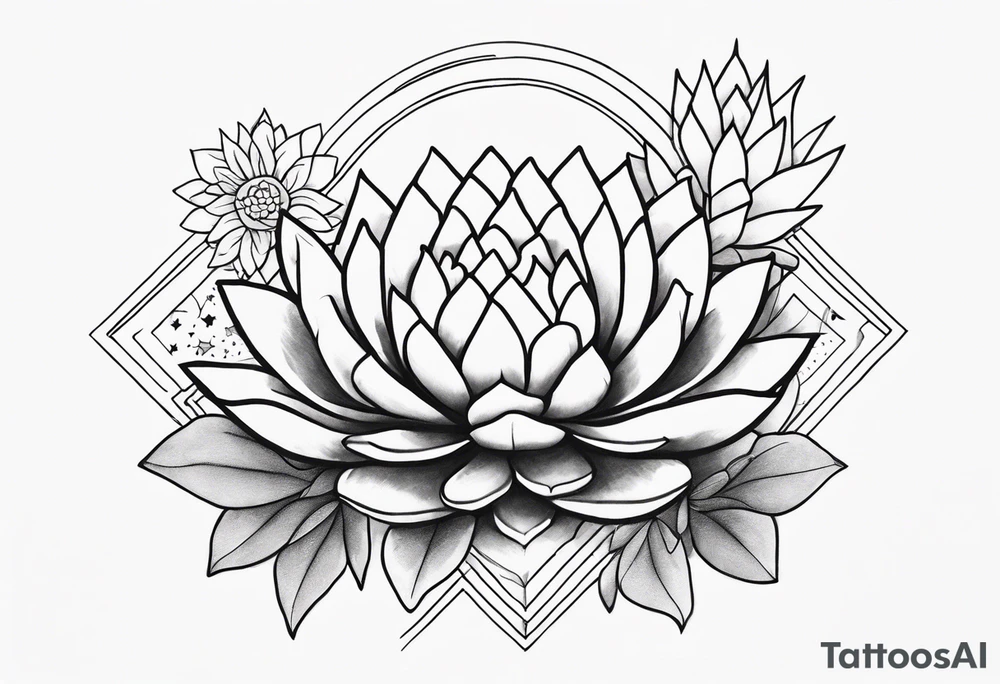 fine line with sun, stars, floral, dots, three succulents
. Sternum tattoo grey scale shading tattoo idea
