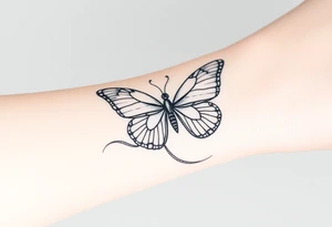 ethereal butterfly with flowing silk ribbons in moonlight tattoo idea