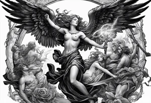 Angels fighting apocalypse tattoo idea