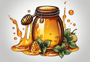 pot of honey with drips of honey spilling over tattoo idea