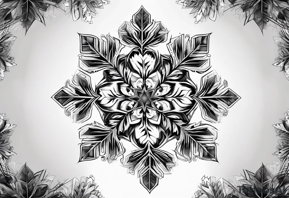Fractal snowflake masculine tattoo idea