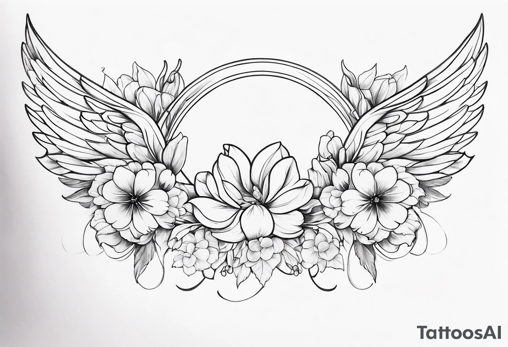 angel wings , flowers, gemini back tattoo tattoo idea
