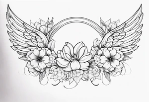 angel wings , flowers, gemini back tattoo tattoo idea