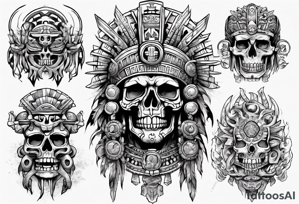 aztec death god overlooking the world tattoo idea