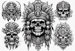 aztec death god overlooking the world tattoo idea