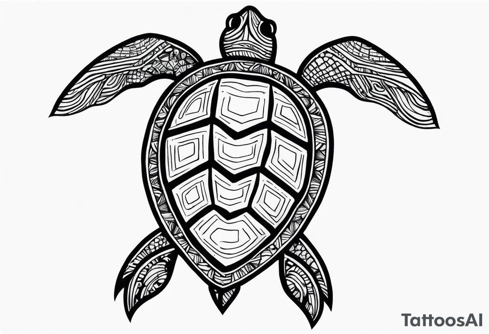 tropical psychedelic turtle's back, top down view, as seen from above tattoo idea