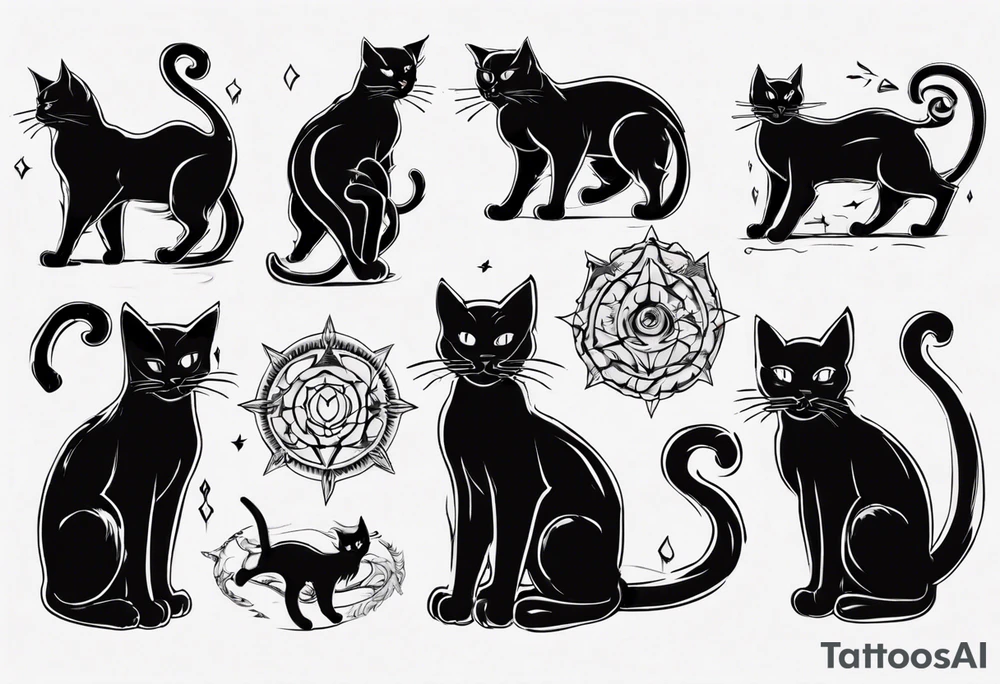 Black cat tattoo idea
