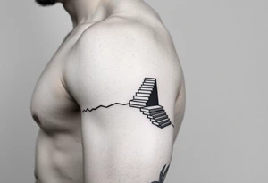 Simple.
An infinite stairs around the right arm like an armband.
Path exploring the universe. tattoo idea