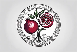 strength, small, nuanced, pomegranate, elegant, armenian, sun, long tattoo idea