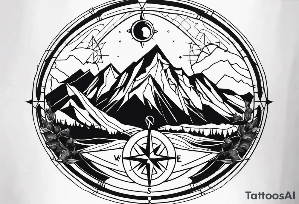 mountain and compass tattoo idea