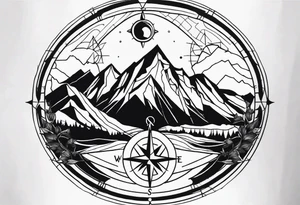 mountain and compass tattoo idea