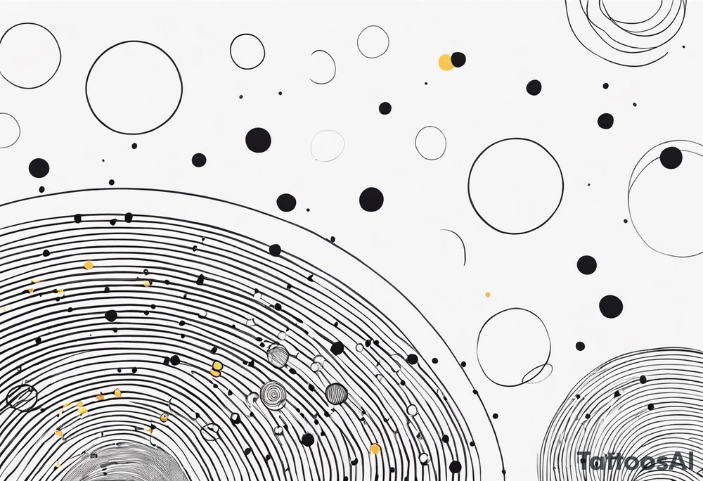 simple sunshine made of black dots with circles tattoo idea