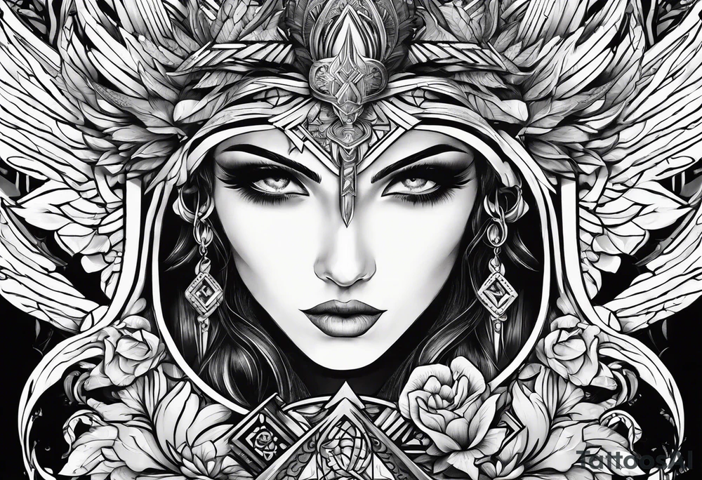 sword, occult, geometric tattoo idea