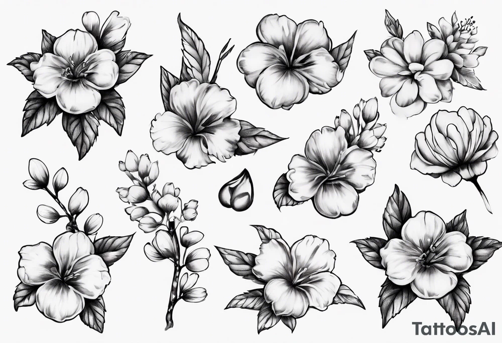 Sklettformel von Benzoesäure mit Kirschblüten verknüpft tattoo idea