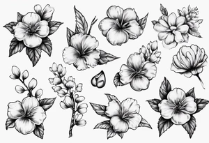 Sklettformel von Benzoesäure mit Kirschblüten verknüpft tattoo idea