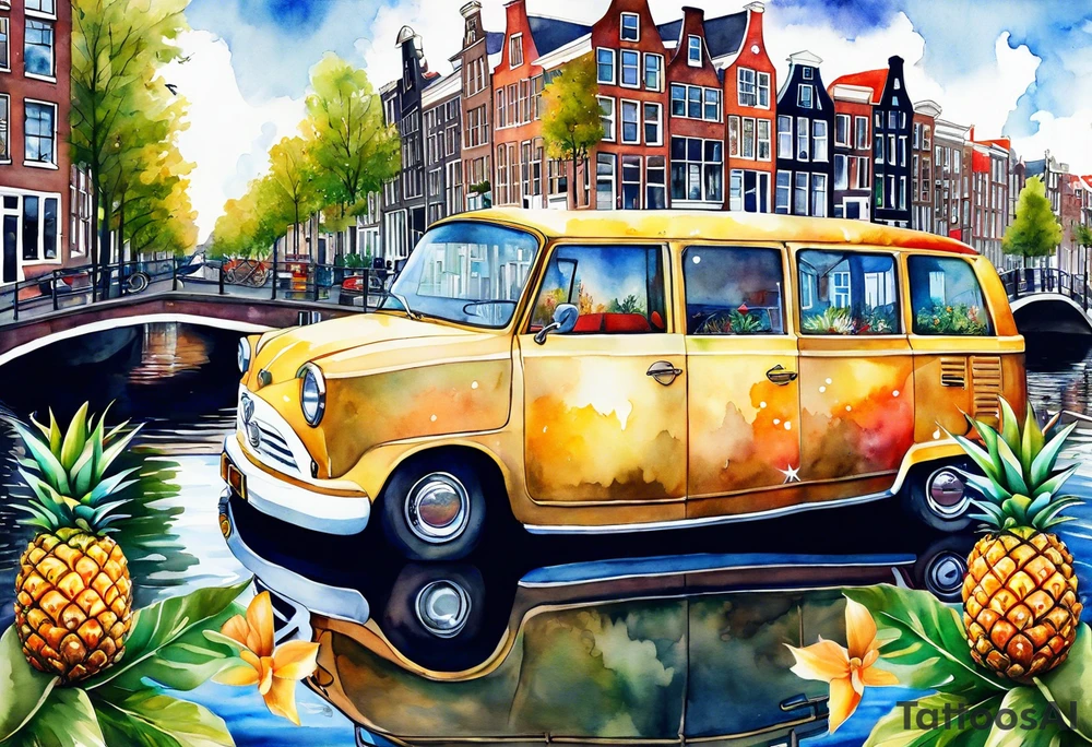 Stag, watercolour, birds, Amsterdam canal, Animals, amsterdam, pineapples, space, galaxy, canal tattoo idea