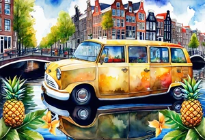 Stag, watercolour, birds, Amsterdam canal, Animals, amsterdam, pineapples, space, galaxy, canal tattoo idea