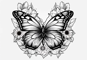 Half butterfly half sunflower tattoo idea