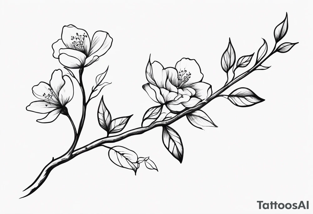A long branch with flowers tattoo idea