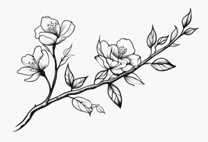 A long branch with flowers tattoo idea