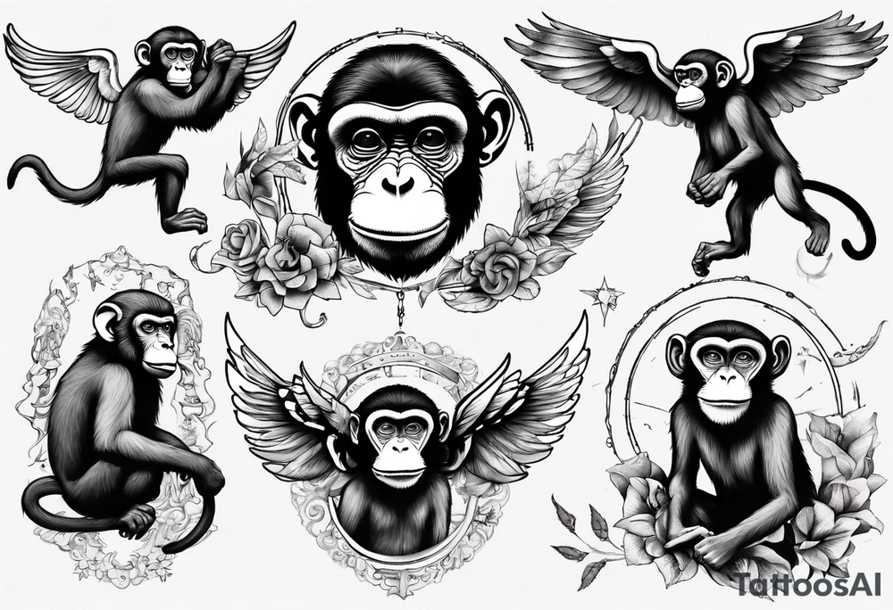 A monkey flying tattoo idea