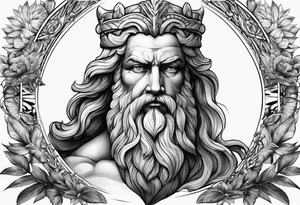 Zeus na przedramię cała jego postać z dwoma piorunami tattoo idea