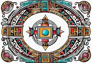 Colorful simple Mayan hieroglyph tattoo idea
