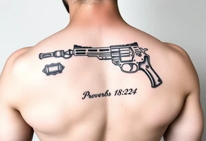 Sleeve Writing old school 
gun  76-2323 proverbs 18:24 tattoo idea