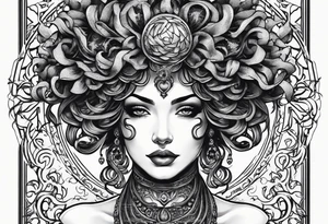 Gothic Medusa lady head blackwork tattoo idea