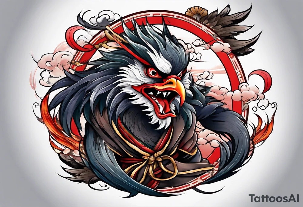 tengu fighting a kyubi tattoo idea